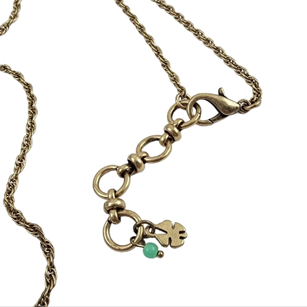 Lucky Brand boho necklace long pendant necklace tiered pendant green